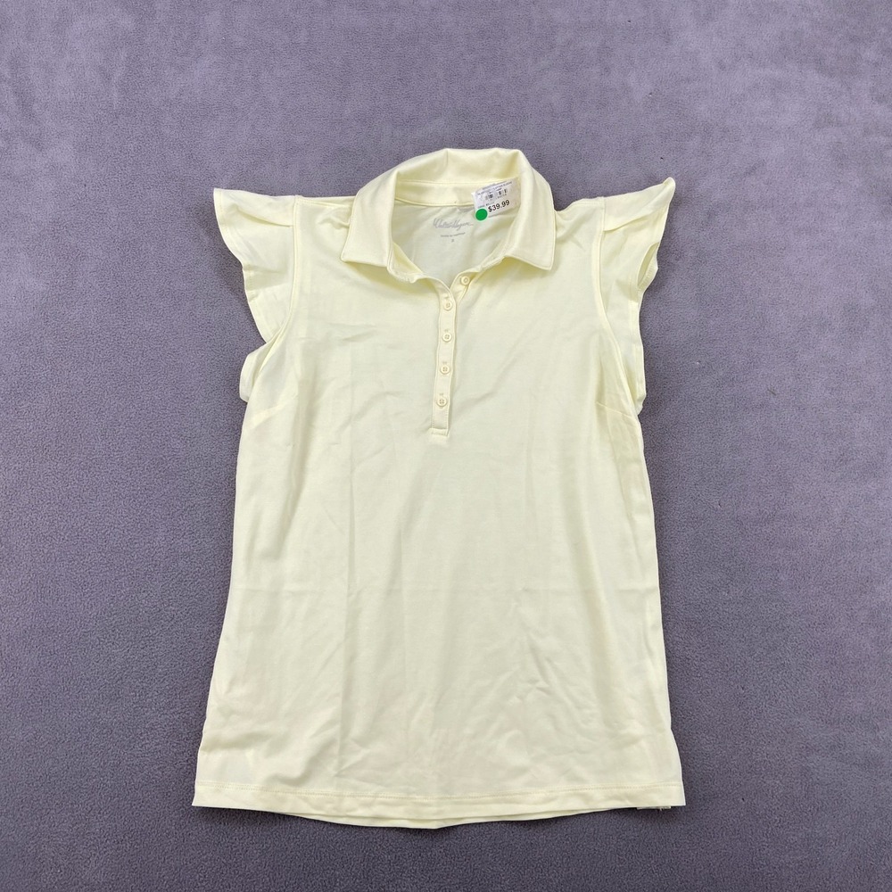 Walter Hagen Clubhouse Flutter Sleeve Golf Polo Shirt Women Small Yellow Stretch